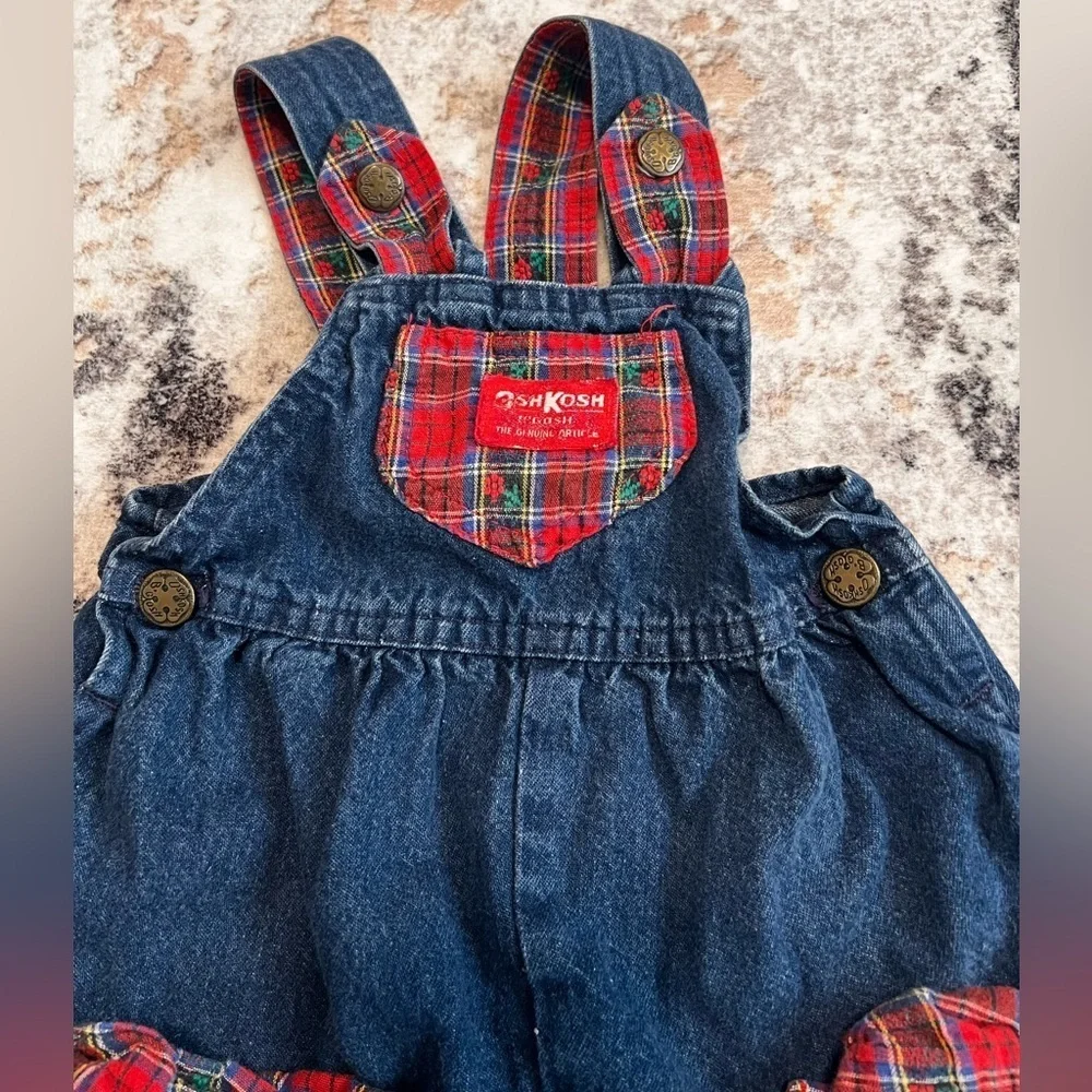 RARE Vintage OSHKOSH B'GOSH Denim Bubble Overalls 18 Month Girls USA Made